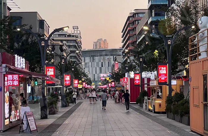 黃岡步行街的壓鑄材質燈桿屏